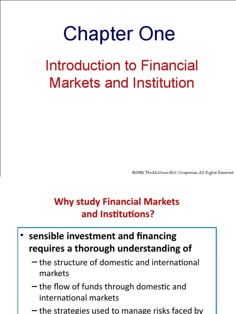 Chapter One: Introduction To Financial Markets And Institution | PDF ...