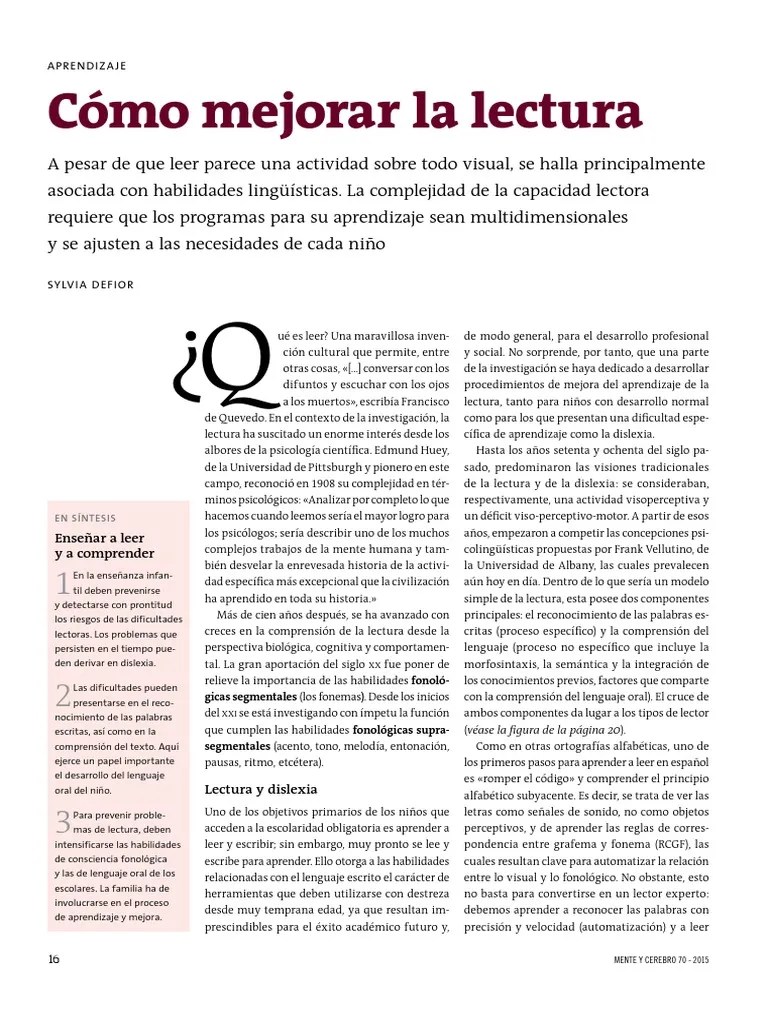 Como Mejorar La Lectura PDF | PDF | Dislexia | Palabra