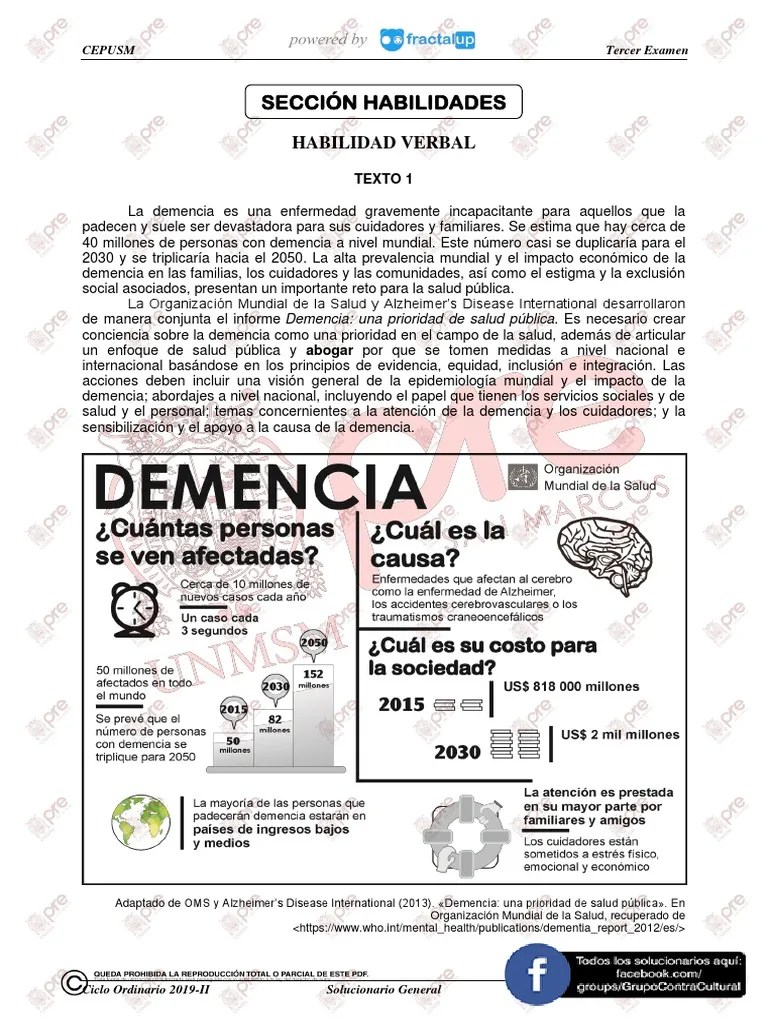 Solucionario 3er EXAMEN Ciclo Ordinario 2019-II | PDF | Inteligencia ...