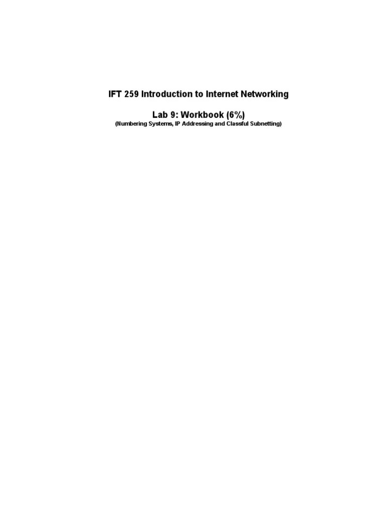 IFT 259 Introduction To Internet Networking Lab 9: Workbook (6%) | PDF ...