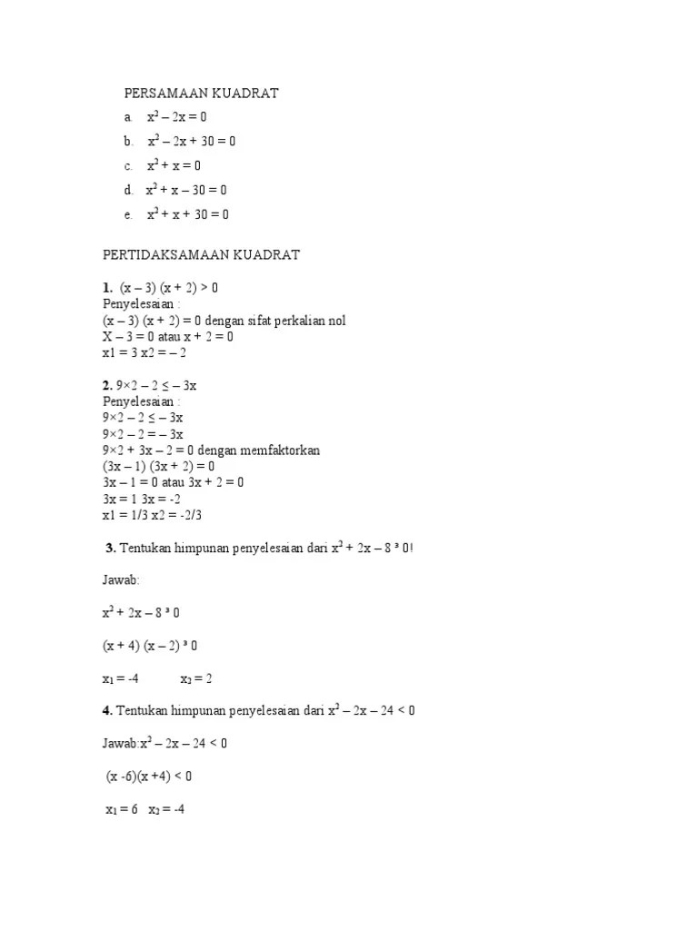 Persamaan Kuadrat | PDF