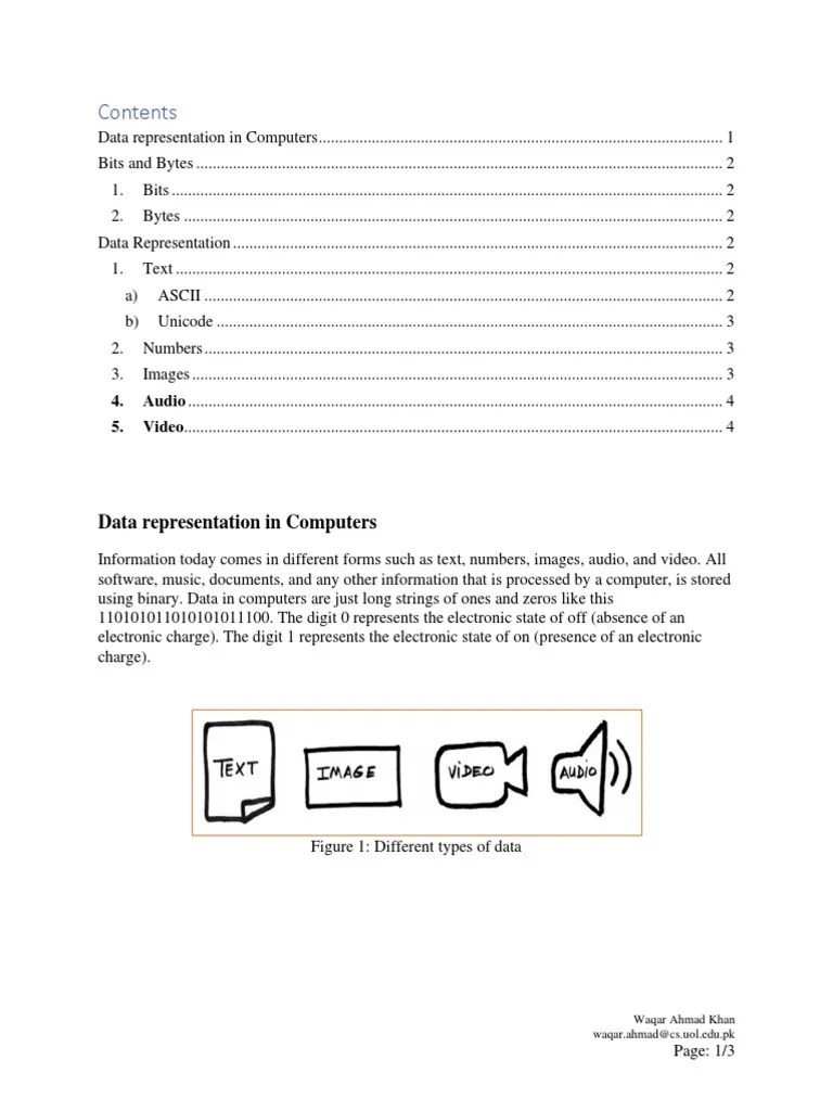 Data Representation In Computers PDF | PDF | Byte | Bit