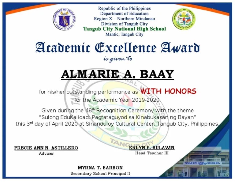 ACADEMIC EXCELLENCE AWARD Final | PDF