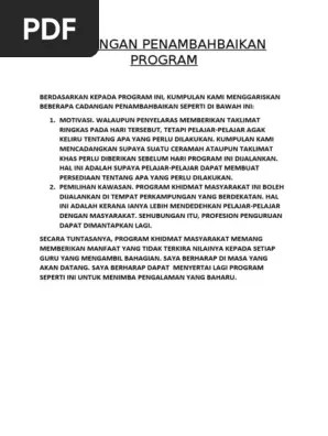 Contoh 1 107 8.5 contoh laporan kajian tindakan: Cadangan Penambahbaikan Program Pdf