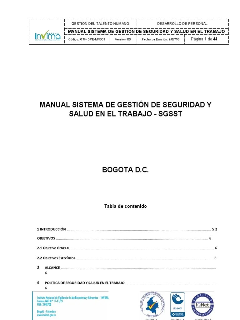 Sistemade Gestion De Seguridad Y Salud En El Trabajo | PDF | Seguridad ...