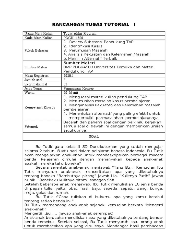 Listrik dinamis kelas 9 lengkap dengan pembahasannya. Soal Tugas Tutorial 1 Ptk Ut
