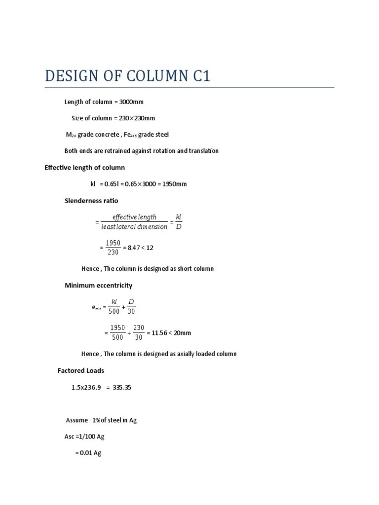 Design Of Column | PDF | Structural Engineering | Civil Engineering