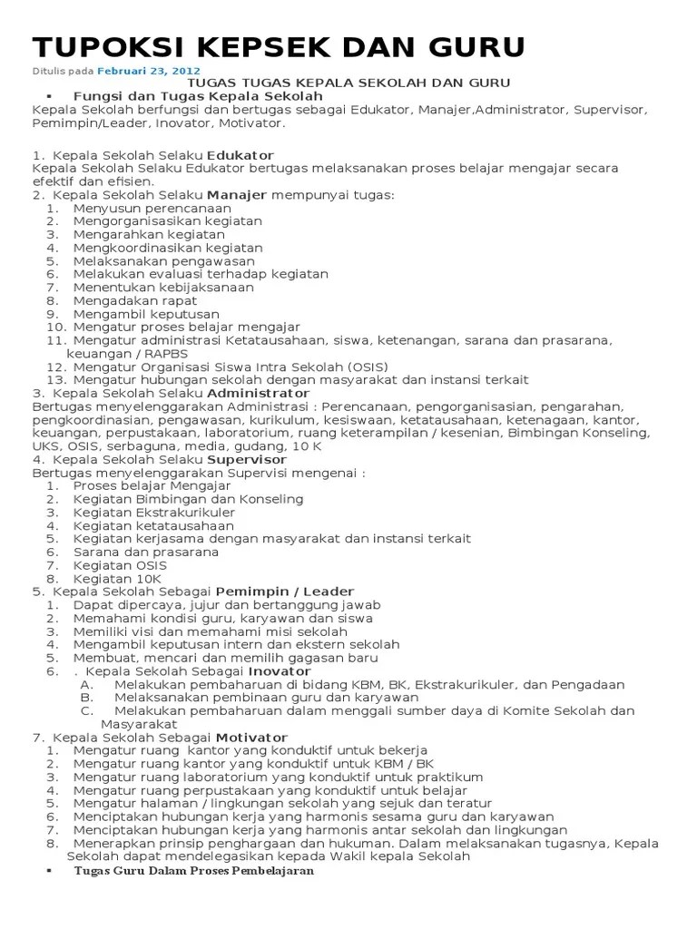 Tupoksi Kepsek Dan | PDF