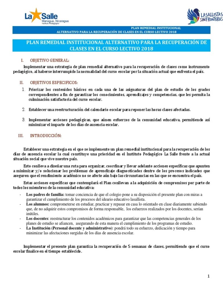 Plan Remedial PDF | PDF | Educación Secundaria | Plan De Estudios