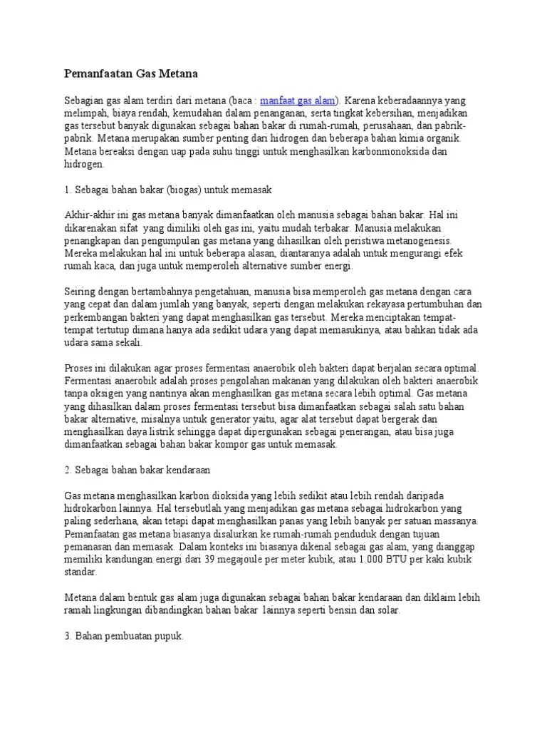 Pemanfaatan Gas Metana | PDF