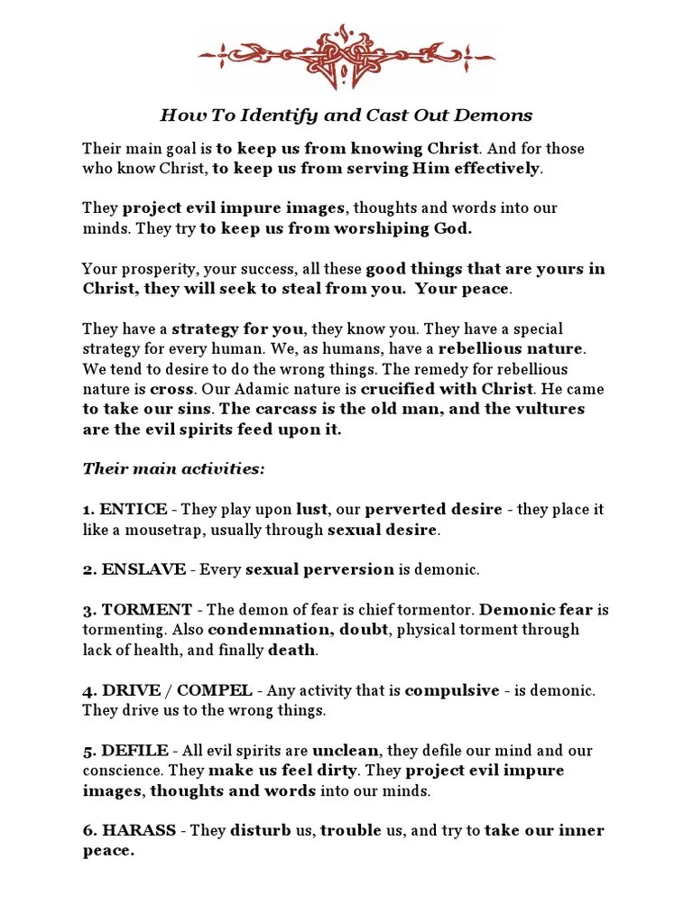How To Identify And Cast Out Demons By Pastor Derek Prince | PDF ...