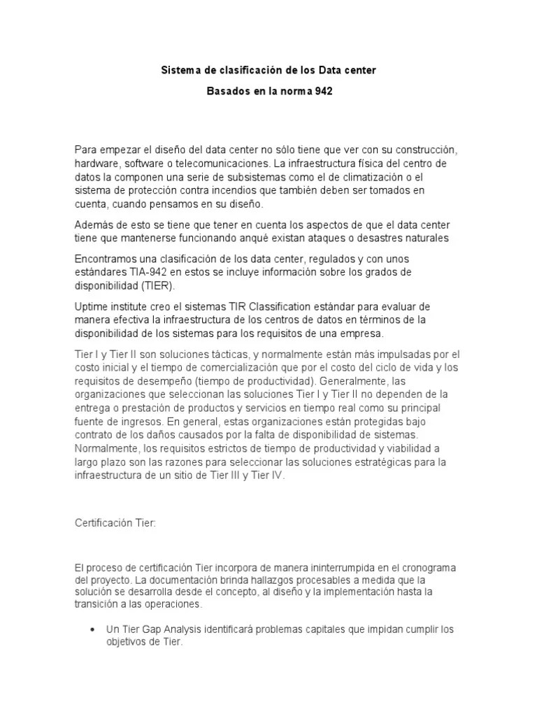 Clasificacion De Los Data Center | Descargar Gratis PDF | Centro De ...