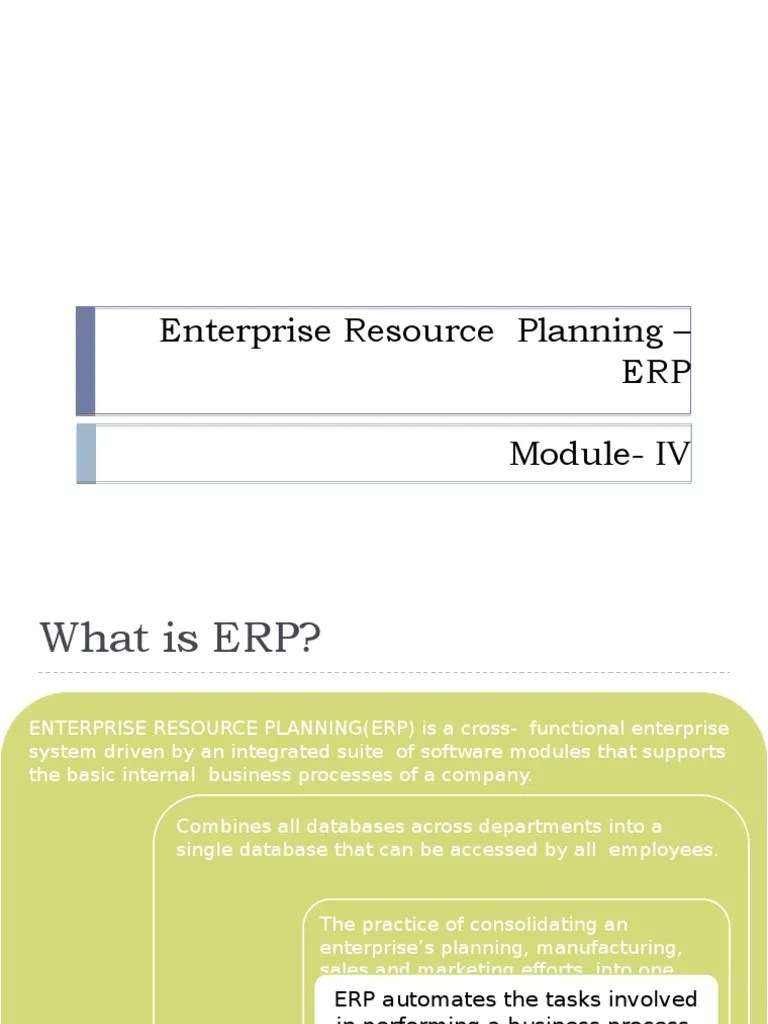 Enterprise Resource Planning - ERP Module-IV | PDF | Enterprise ...