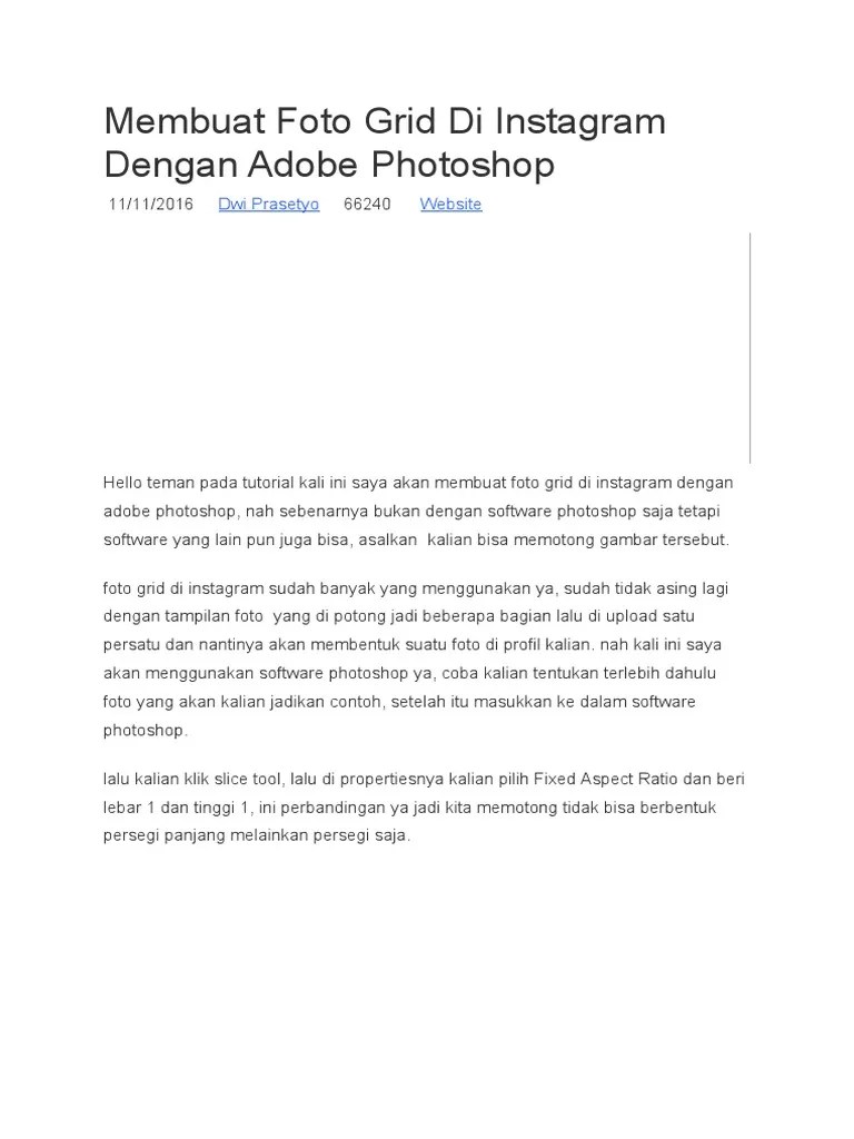 Membuat Foto Grid Di Instagram Dengan Adobe Photoshop | PDF