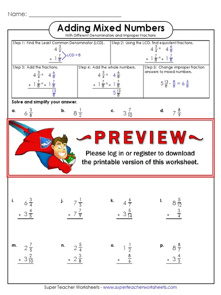 add mixed numbers2 pdf fraction mathematics teaching mathematics