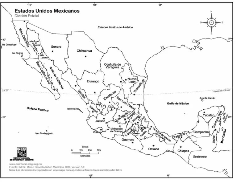 Mapa mexico con nombres