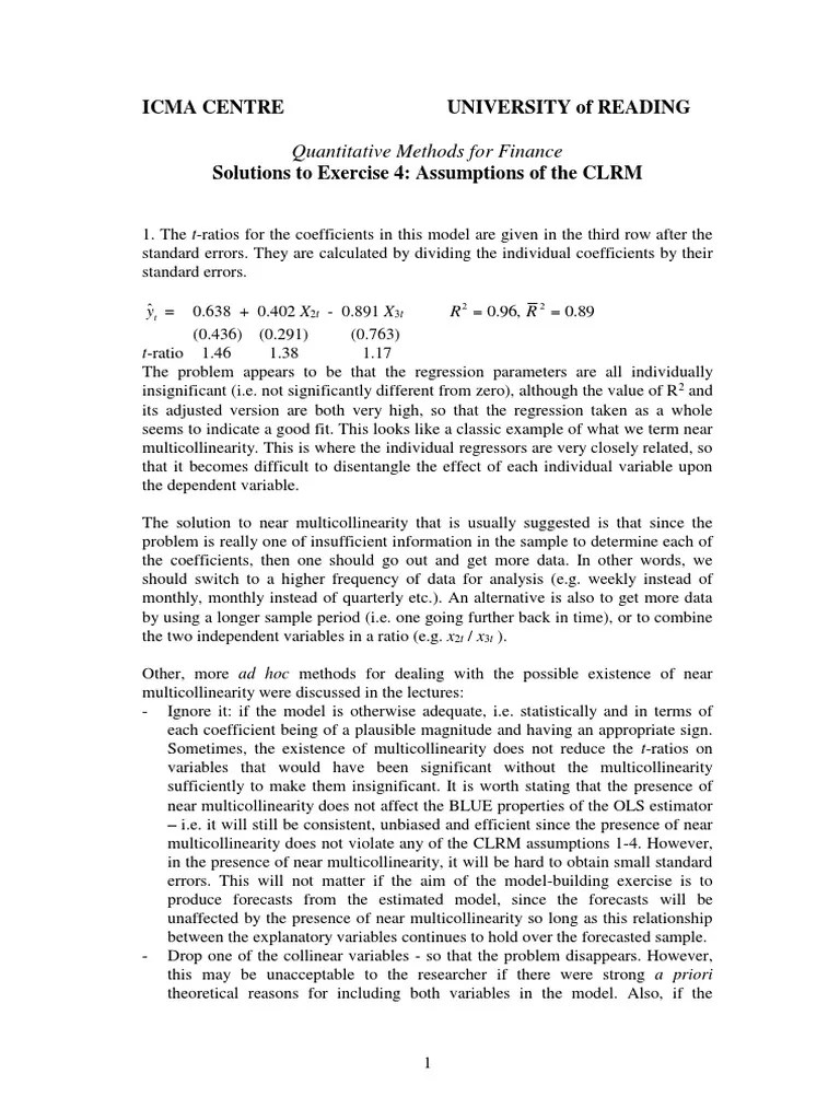 Icma Centre University Of Reading: Quantitative Methods For Finance ...