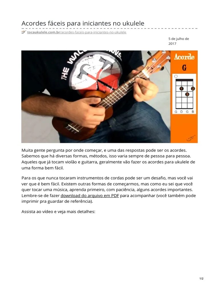 Acordes Fáceis Para Iniciantes No Ukulele | PDF