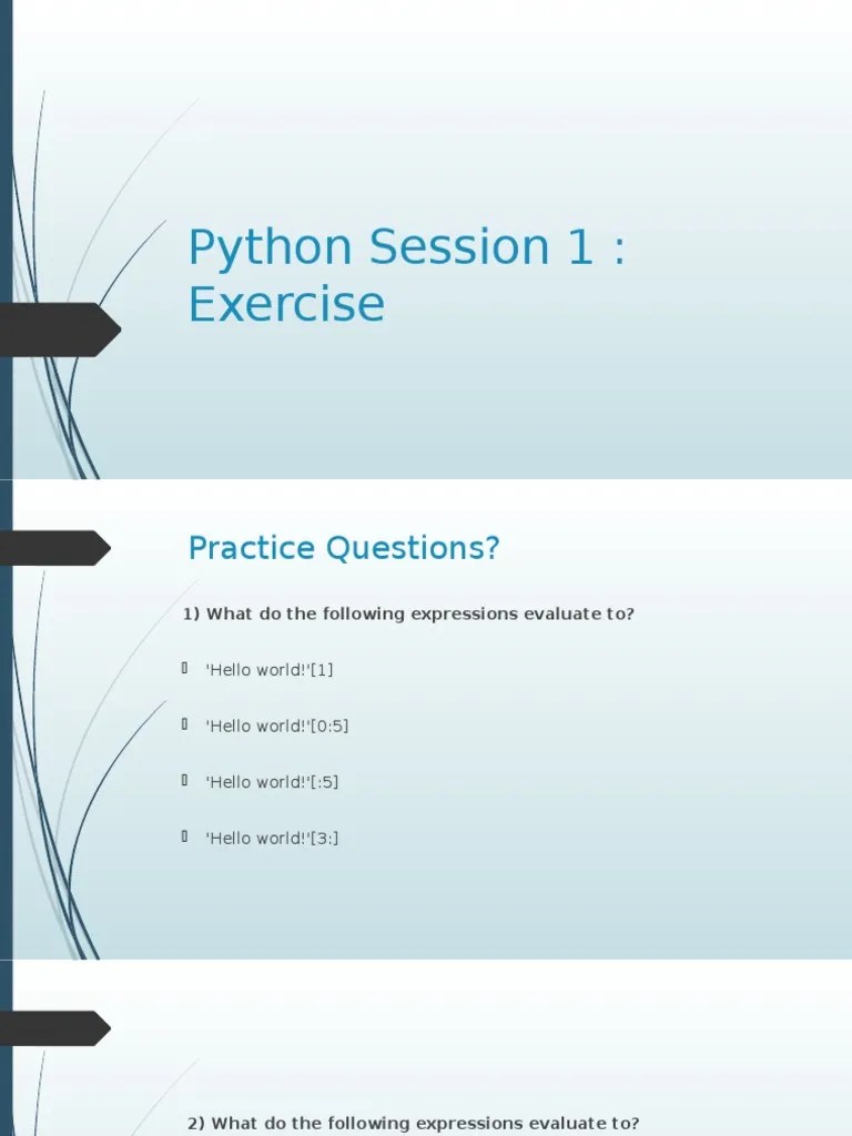 Python Session 1 Exercise | PDF