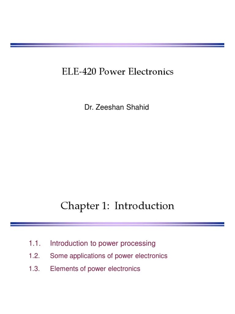 Week 1 Introduction To Power Electronics | PDF