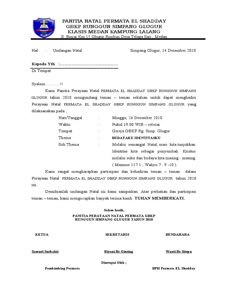 Contoh Surat Undangan Natal Resmi – Gambaran