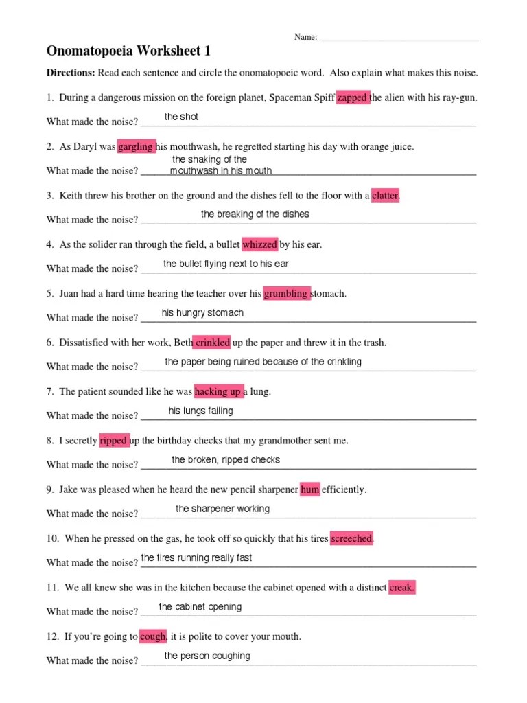 onomatopoeia worksheet 1 pdf