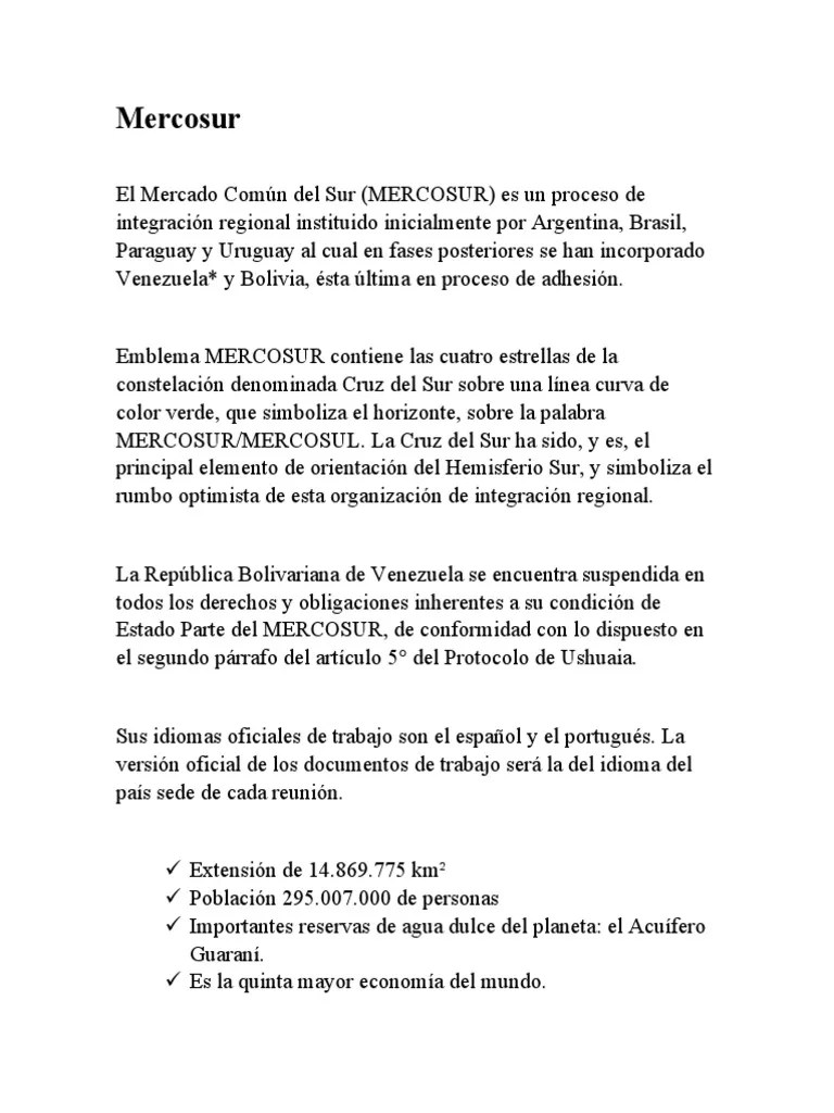 Mercosur | PDF | América Del Sur | Economias