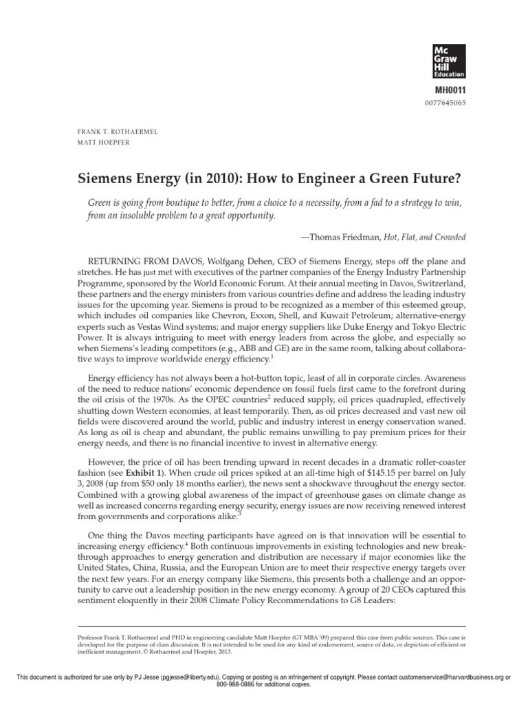 Siemens Energy Case Study With Exibits PDF | PDF | Nuclear Power | Wind ...