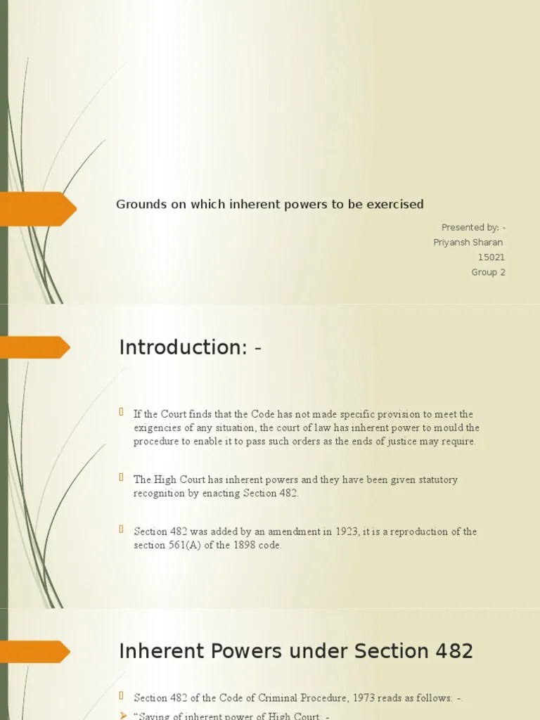 CRPC (Inherent Power) | PDF | Constitutional Law | Justice