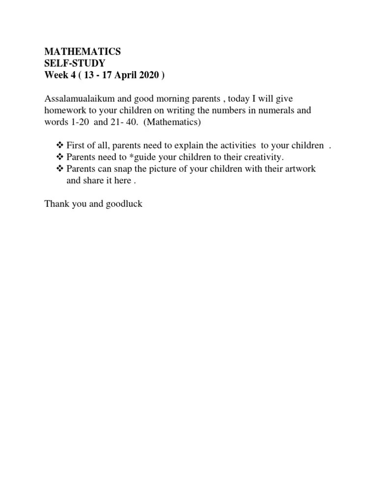 Mathematics Self-Study Week 4 (13 - 17 April 2020) | PDF