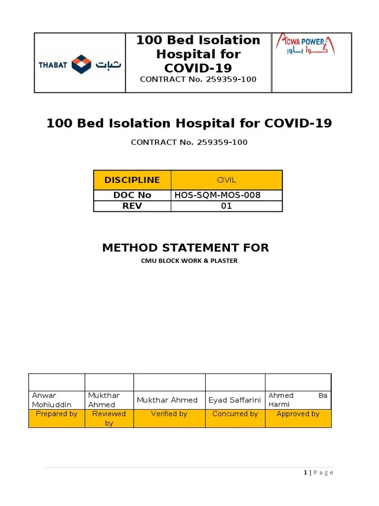 Method Statement For Cmu Block Work | PDF | Masonry | Personal ...