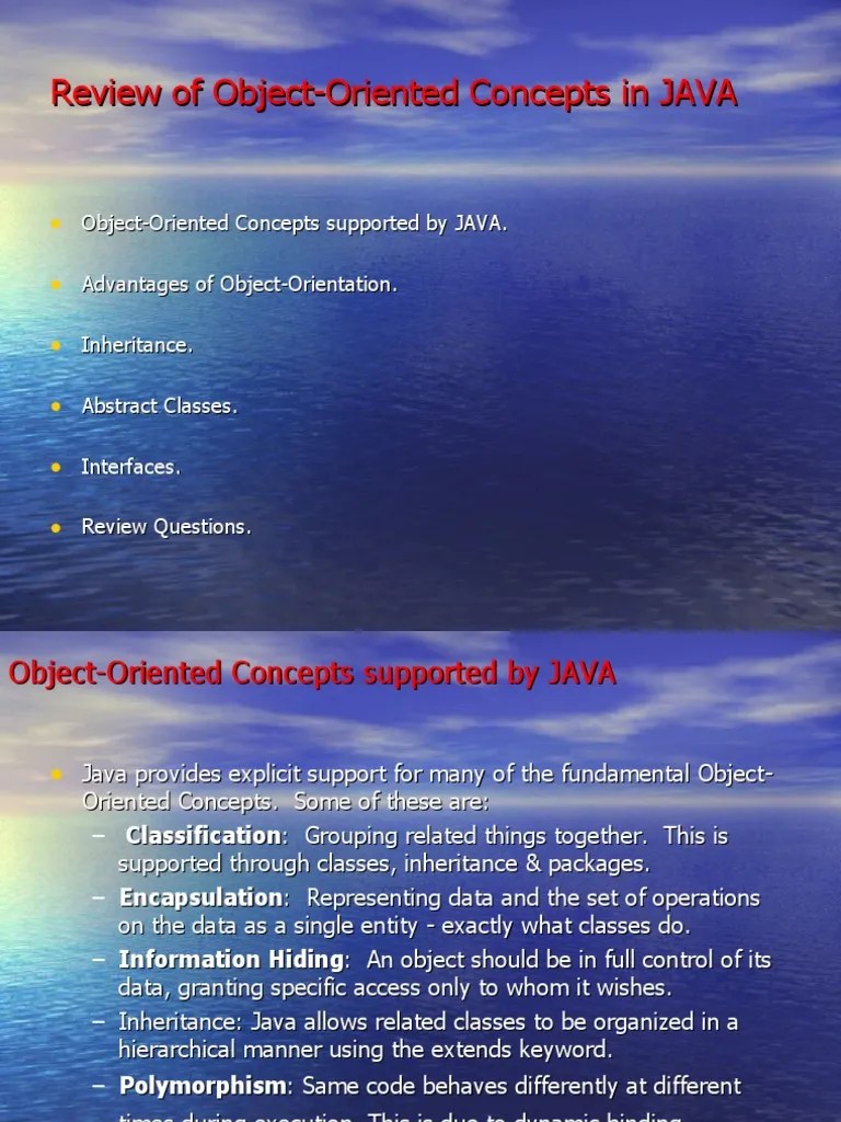 Review Of Object-Oriented Concepts In JAVA | PDF | Inheritance (Object ...