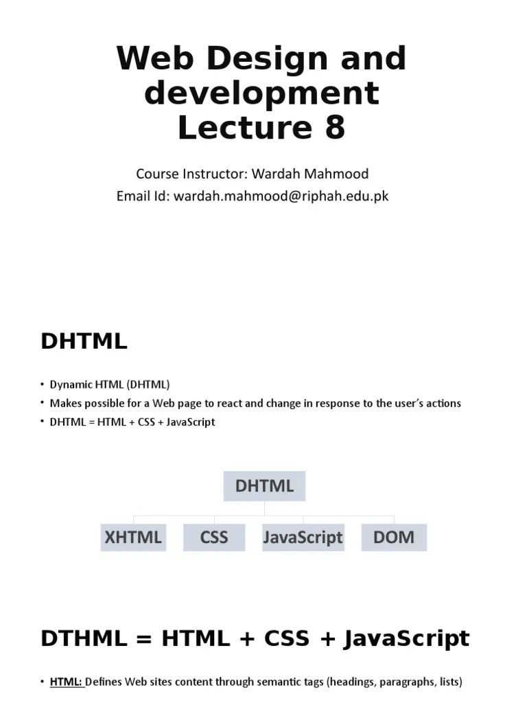 Web Design And Development Lecture 9 A - JavaScript Basics | PDF ...