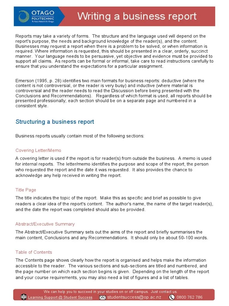 Writing A Business Report | PDF | Abstract (Summary) | Communication