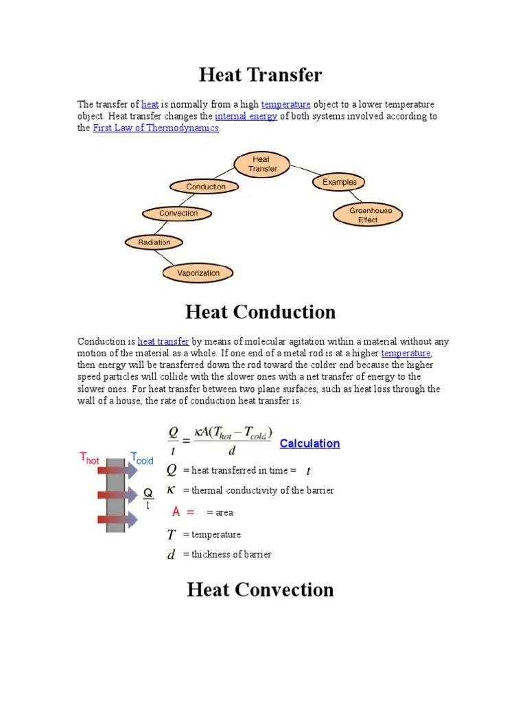 Heat Transfer: Heat Temperature Internal Energy First Law Of ...