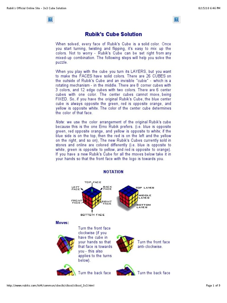 Rubik's Cube Solution: Notation | PDF | Teaching Mathematics