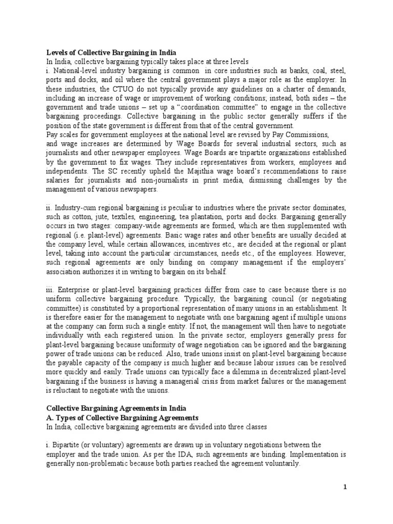 Levels Of Collective Bargaining In India | PDF | Collective Bargaining | Trade Union