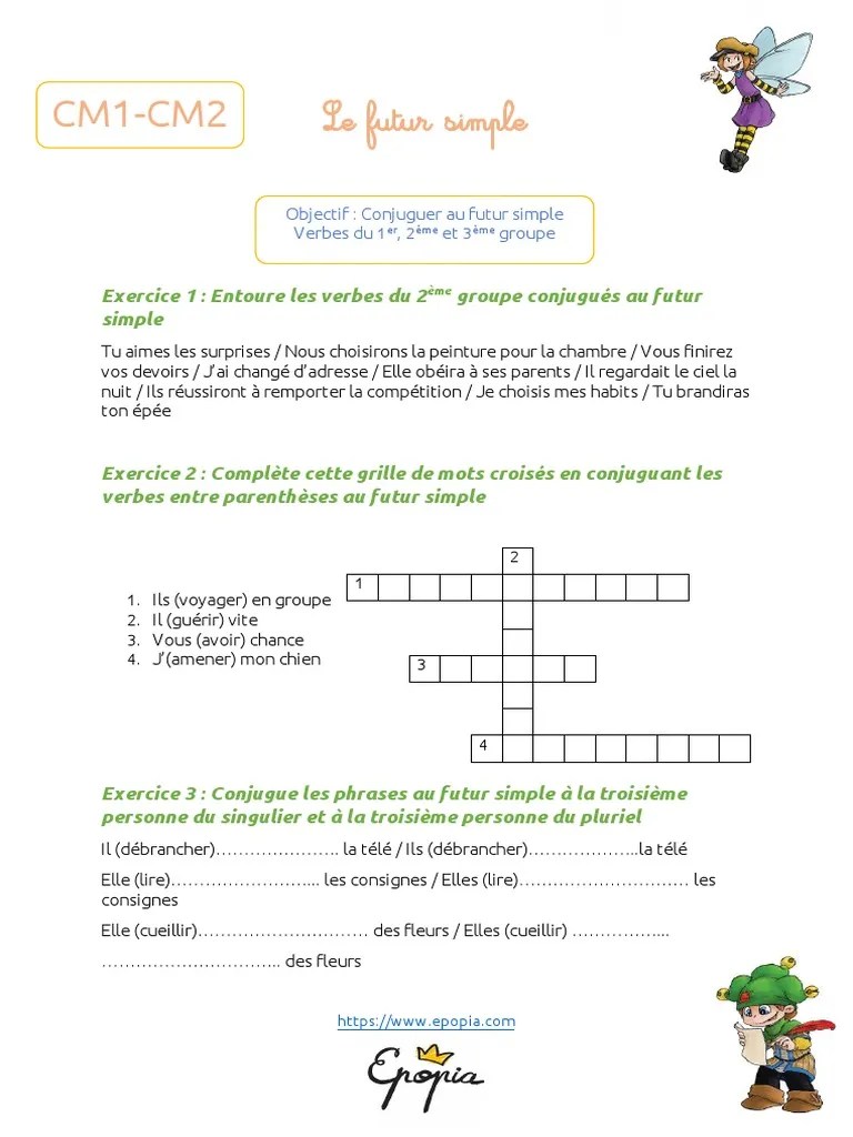 Etude de la langue, evaluations, lecons, exercices, cp, ce1, ce2, cm1, cm2, cycle 2, cycle3. Fiche Exercice Futur Simple Cm1 Cm2 Pdf Verbe Conjugaison