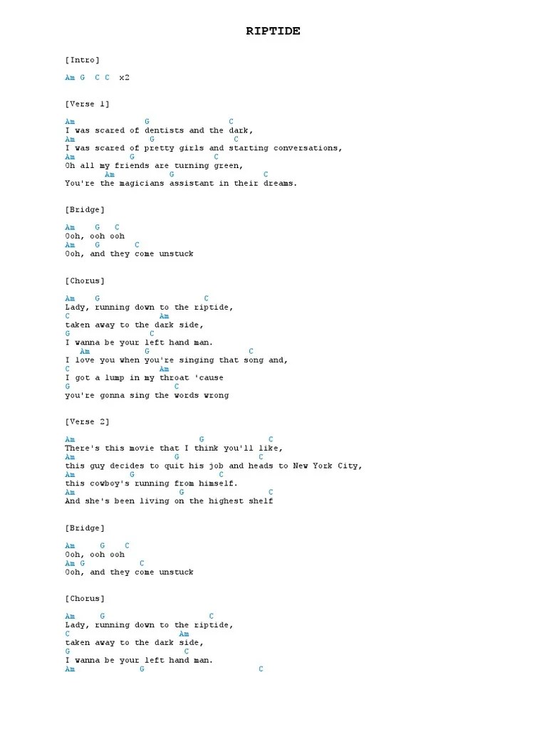 Vance Joy - Riptide Chords | PDF | Song Structure | Singles (Music)