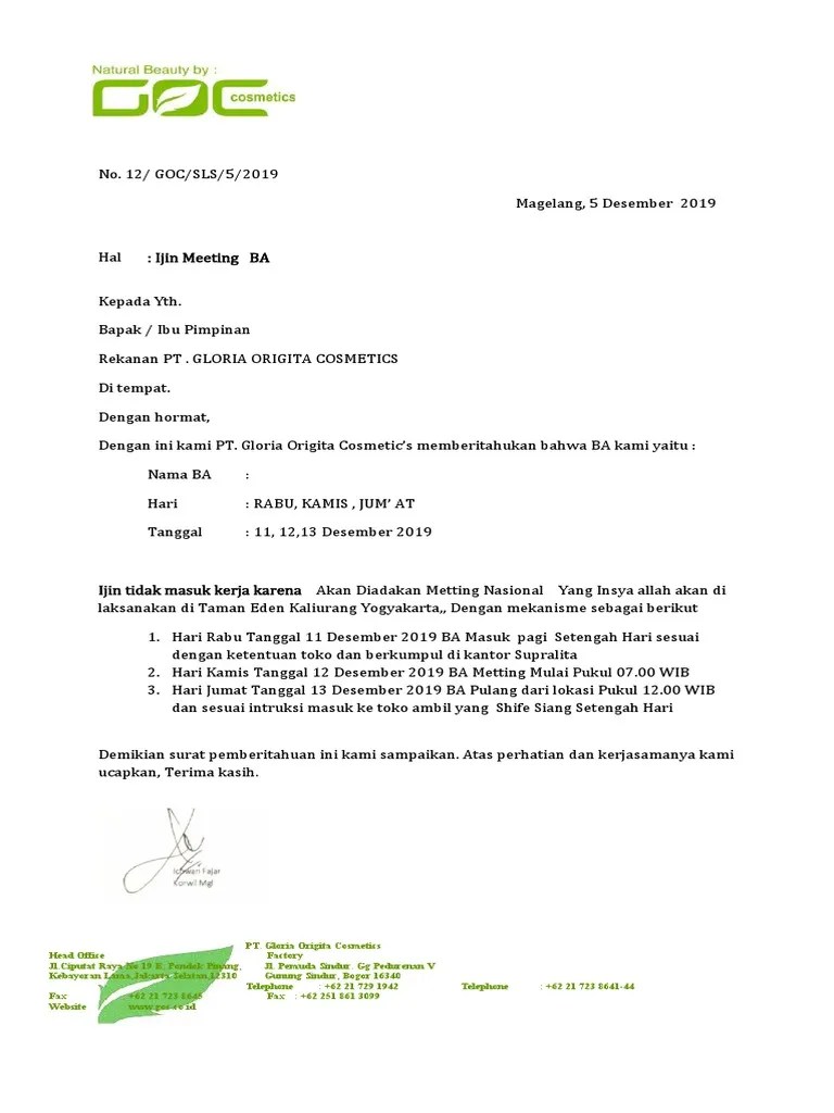 Surat Ijin Metting | PDF