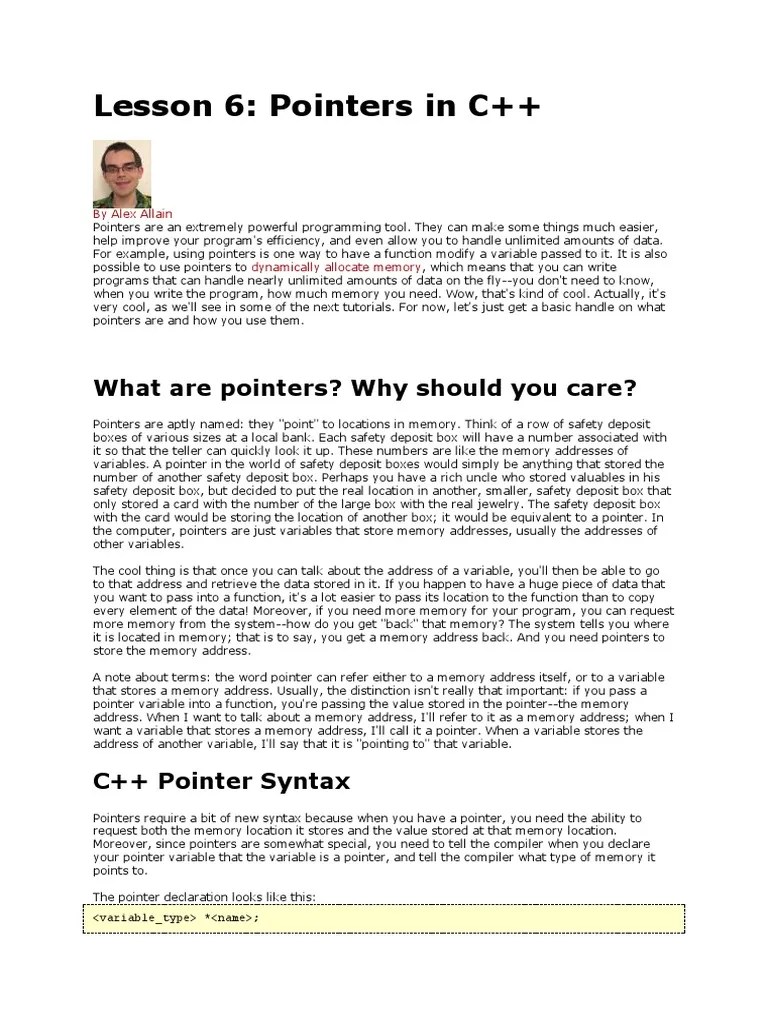 Lesson 6: Pointers In C++: What Are Pointers? Why Should You Care ...