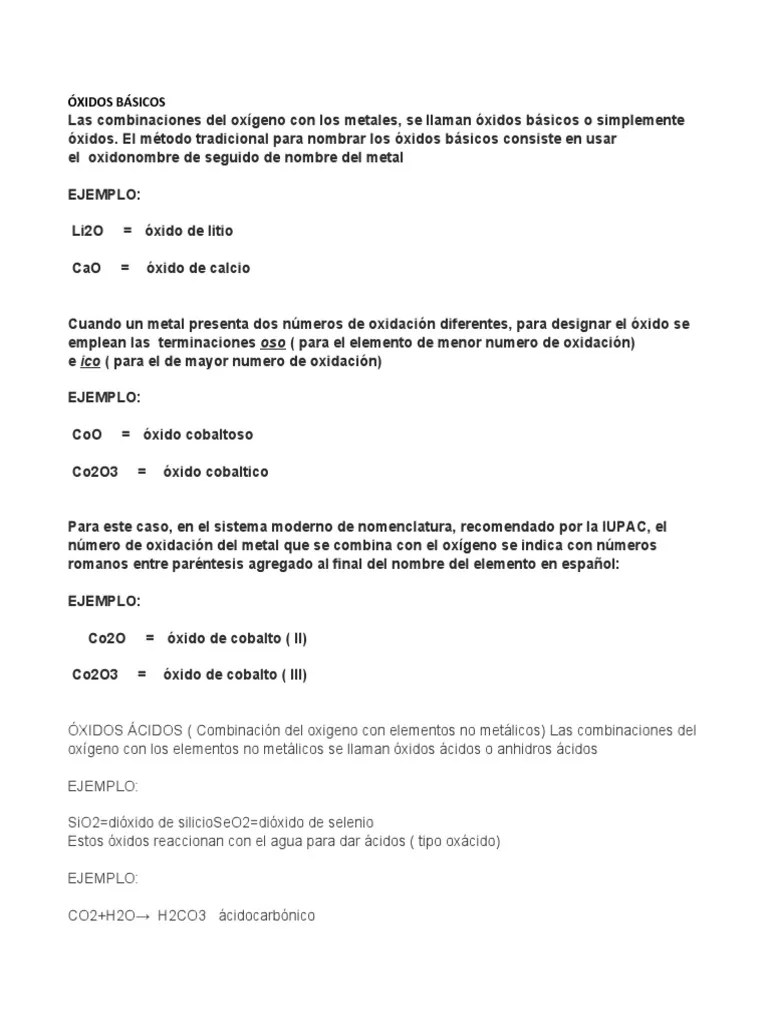 ÓXIDOS BÁSICOS | PDF | Química | Átomos