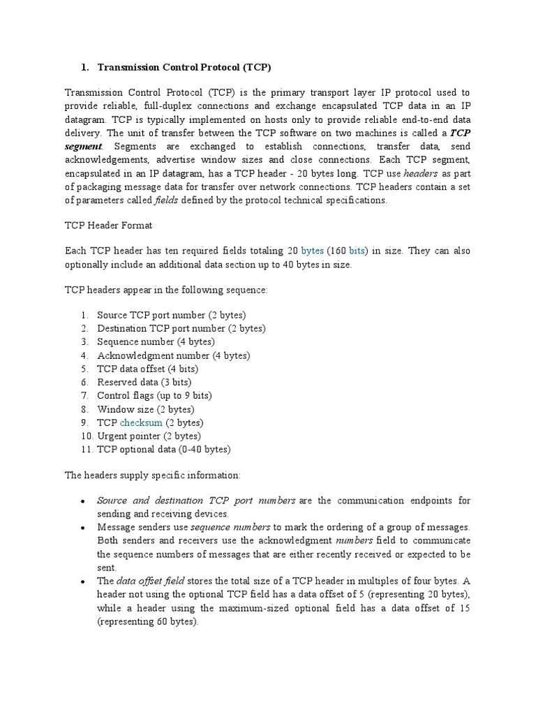 Transmission Control Protocol | PDF | Transmission Control Protocol ...