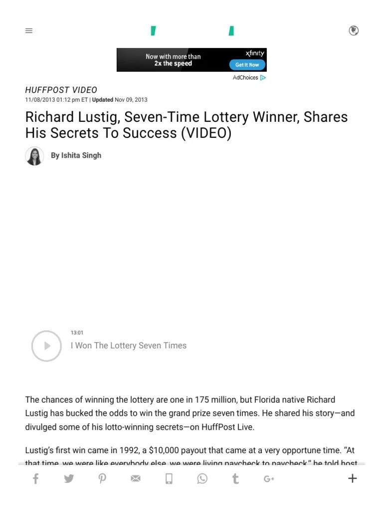 Richard Lustig Seven-Time Lottery Winner, Shares His Secrets To Success HuffPost | PDF | Gaming ...