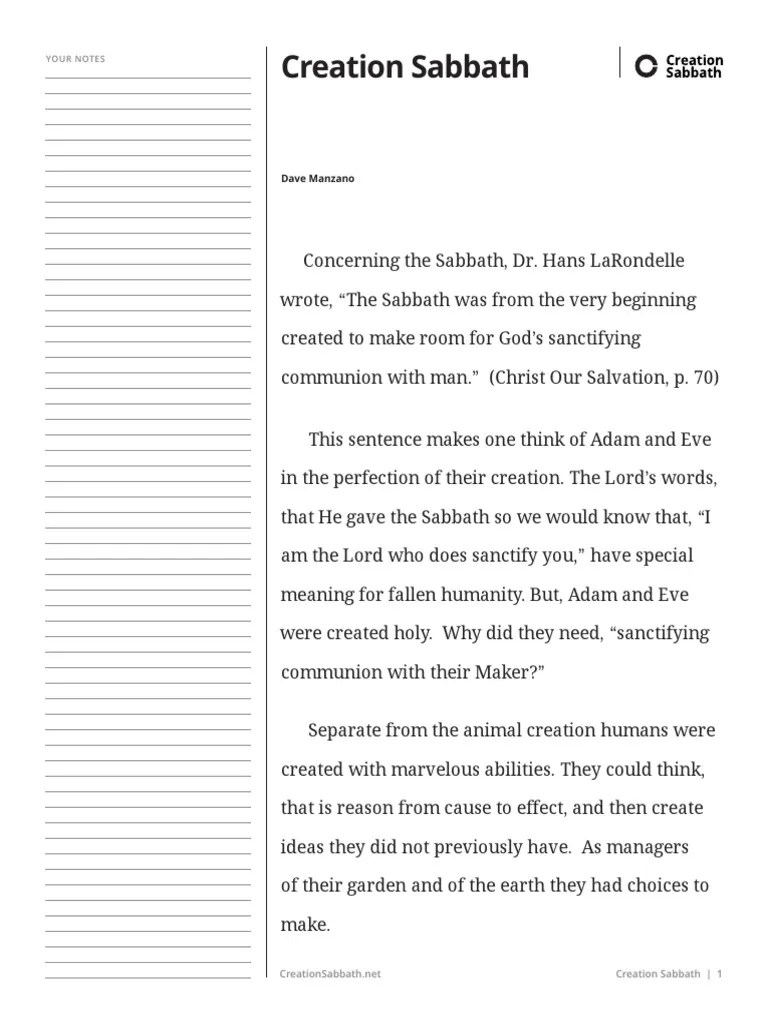 Creation Sabbath: Dave Manzano | PDF | Genesis Creation Narrative | Biblical Sabbath