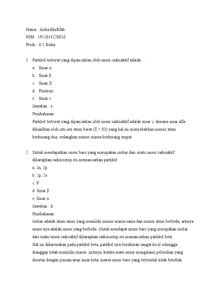 Soal Radiaktivitas | PDF