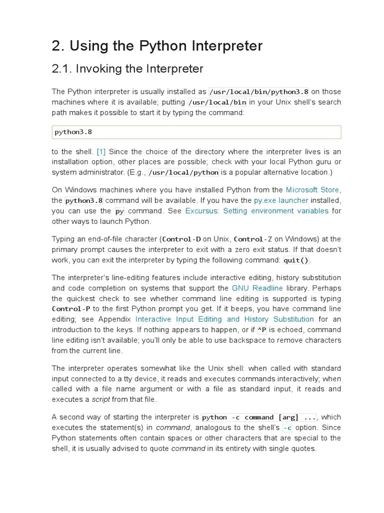 Using The Python Interpreter | PDF | Command Line Interface | Parameter ...