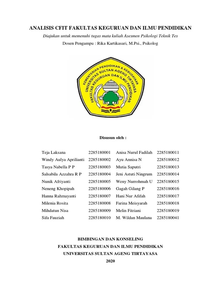 Analisis Cfit Fakultas Keguruan Dan Ilmu Pendidikan PDF | PDF