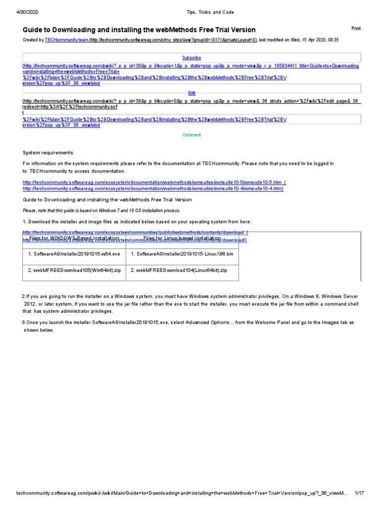 Guide To Downloading And Installing The Webmethods Free Trial Version ...
