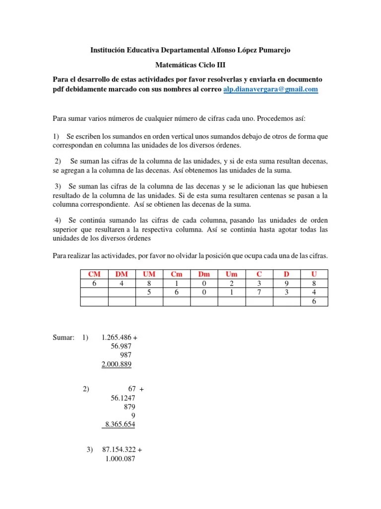Guia 1 Matemáticas Ciclo 3 | PDF | Entero | Álgebra Abstracta
